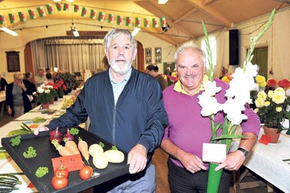 First for his collection of vegetables at Harlech Show went to Robert Edwards and first went to Edwyn Jones with his Gladiolus