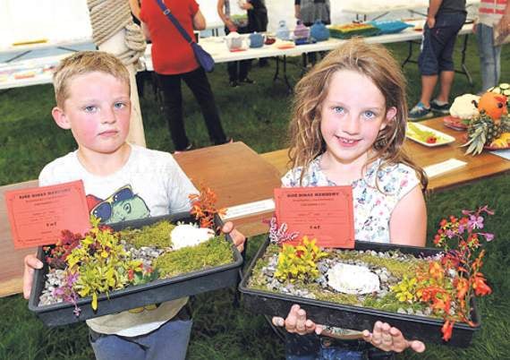 Ifan and Ffion Rowlands won first prizes with their minature gardens