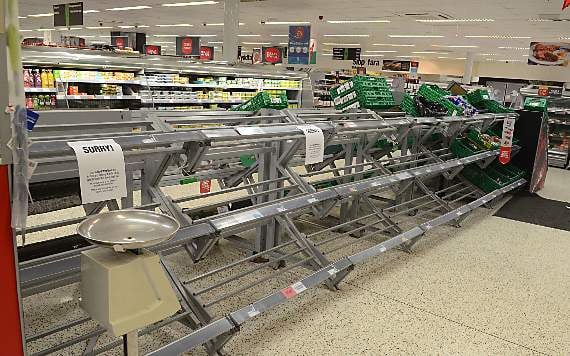 No vegetables for Sunday dinner and other essentials as well: The empty shelves at Lampeter Co-op on Saturday was the result of no deliveries caused by the ‘Beast from the East’