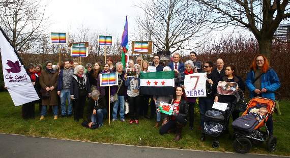 A march and demonstration of solidarity with civilians in war-torn Syria was held in Aberystwyth