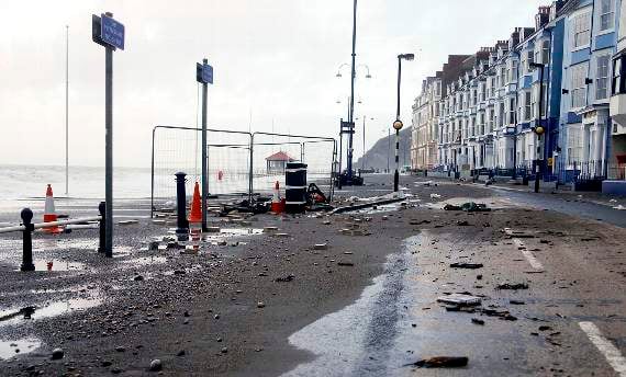 No damage was reported to the sea walls, new bandstand or Aberystwyth pier, but the huge waves carried a swathe of debris onto the promenade. 18DPJ11JAN25