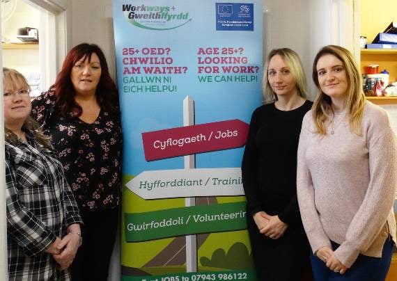 Wendy with her colleagues from Workways+, Sonia Wells (left), Stephanie Vance and Ffion Parsons