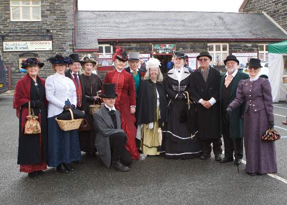 Volunteers at the heritage railway in Victorian dress