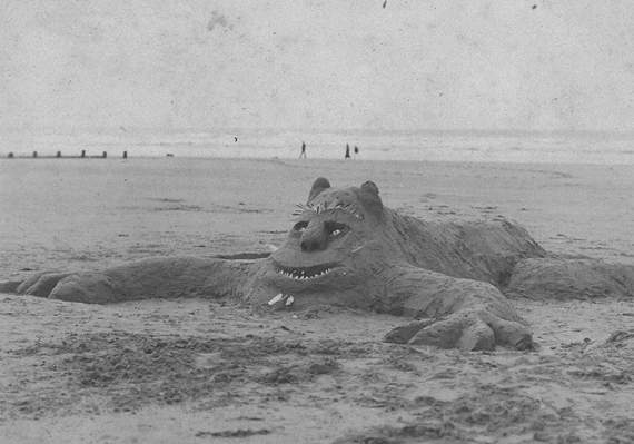 A ‘sand beast’ created at Borth in the early years of the 20th century