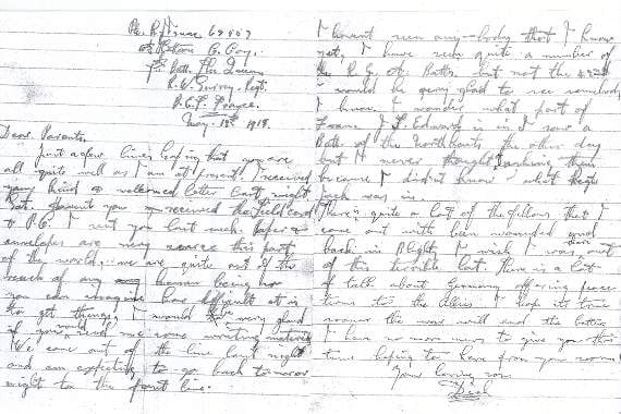 The letter from the front line in which Pvt Dick Isaac says he wishes he was out of ‘this terrible lot’
