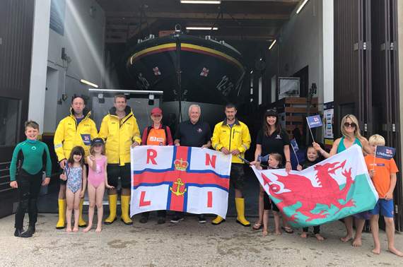 Long-distance walker Beth Wickes received a warm welcome at New Quay Lifeboat Station