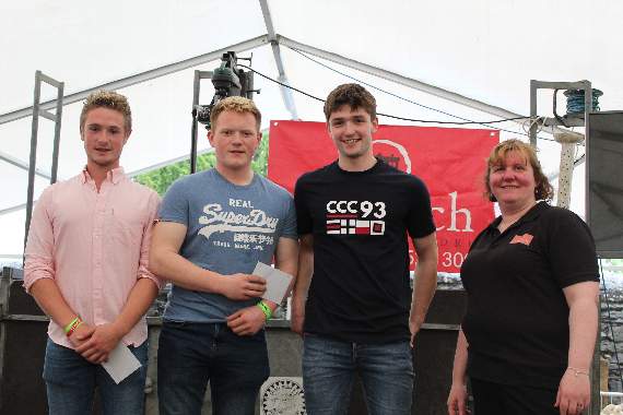 From left to right: Junior winners Ioan Williams, Dinas Mawddwy; Dafydd Davies, Parc; Rhydian Edwards, Melin y Wig and Elen Parry, Plas Coch