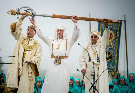 Gorsedd of the Bards conducting the official proclamation ceremony in Cardigan on Saturday. Photo: Aled Llywelyn