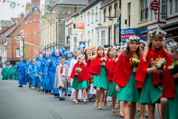 The procession through the streets of Cardigan. Photo: Aled Llywelyn