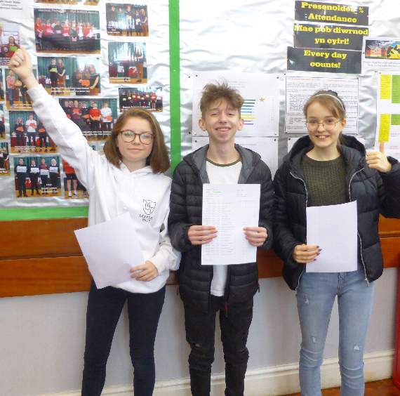 Pleased as punch: Sophie, Joe and Megan from Ysgol Uwchradd Tywyn