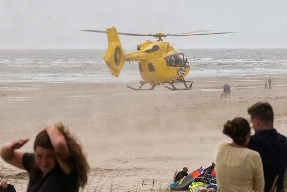 Emergency services on the scene at Aberdyfi on Sunday. Photo: Alwyn Jones