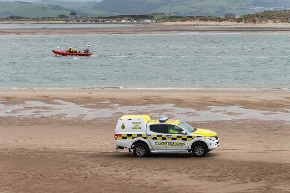 Emergency services on the scene at Aberdyfi on Sunday. Photo: Alwyn Jones