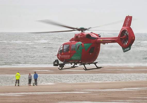 Emergency services on the scene at Aberdyfi on Sunday. Photo: Alwyn Jones