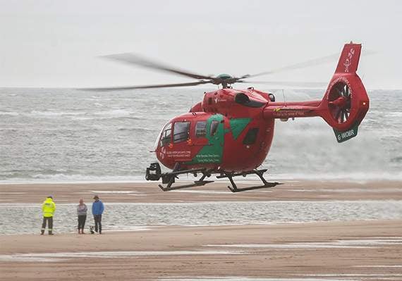 Emergency services on the scene at Aberdyfi on Sunday. Photo: Alwyn Jones