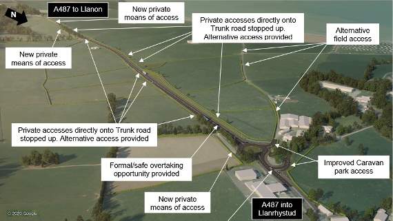 Artists’ impressions of the proposed new road scheme for the A487 at Llanrhystud