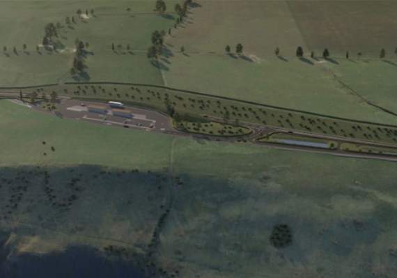 Artists’ impressions of the scheme for the A487 at Aberarth including an extra lane and rest stop