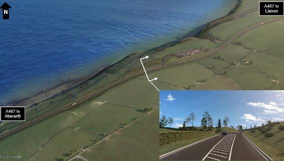 Artists’ impressions of the scheme for the A487 at Aberarth including an extra lane and rest stop