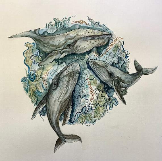Some of the artwork created by Jo Taylor during lockdown, which will be displayed in Llandysul