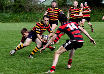 SAFE HANDS: Saltash's two-try hero Joe Skinnard in action during the Cornwall and Devon league clash with Liskeard-Looe
