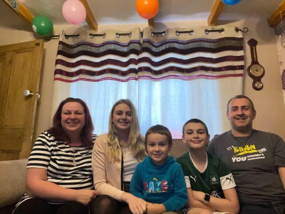ELLIS on his birthday with his mum Tracey, dad Matt, brother Bobby, four, and sister Lilia, 14