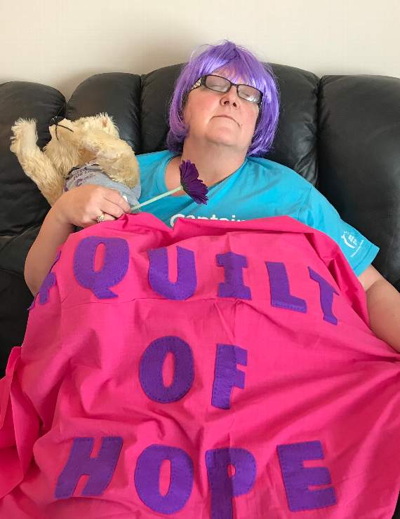 Della Lavers was pretty tired after her 24 hour quiltathon