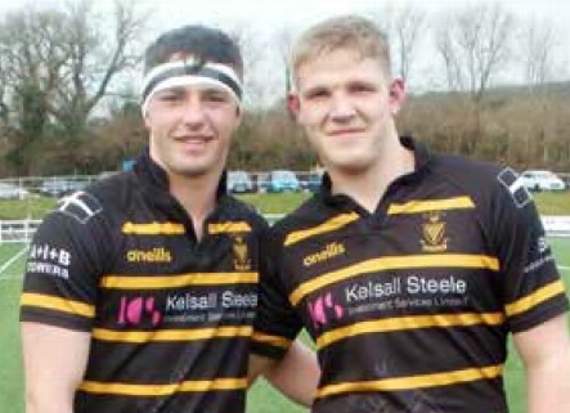 Saltash RFC's Jack Wickham, left, will make his first start for Cornwall Under-20s this Sunday and is seen with Ashes team-mate Devon Bennett-Murray, who is a travelling reserve.