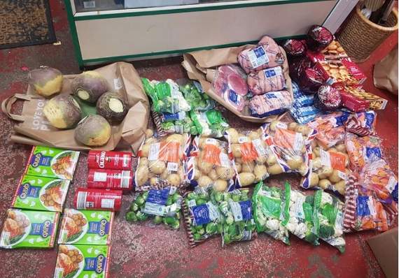 Some of the food donated for Christmas hampers
