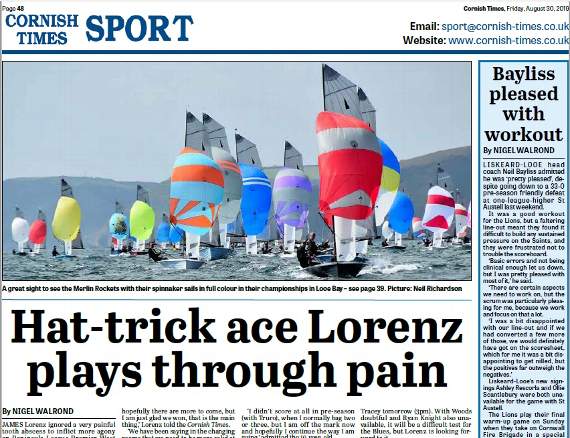 The back page and Sports section lead in this week's packed issue of the Cornish Times