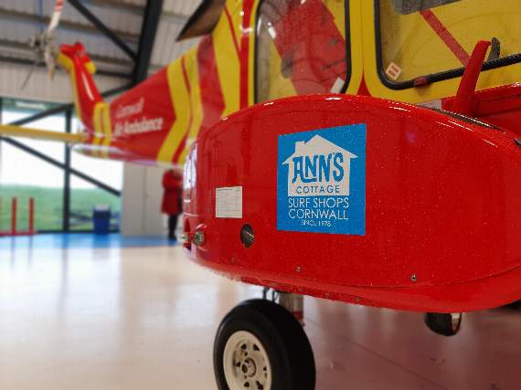 As one of the Cornwall Air Ambulance sponsors, Ann's Cottage features on the livery of the new heli