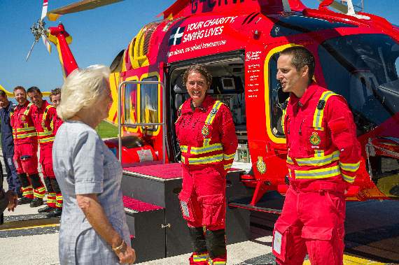 Duchess meets trainee critical care paramedics Martin Bunt and Lisa Ball