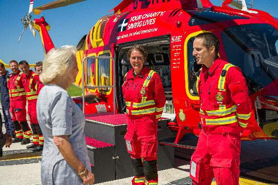 Duchess meets trainee critical care paramedics Martin Bunt and Lisa Ball