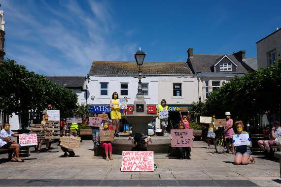 Extinction Rebellion activists in Camborne