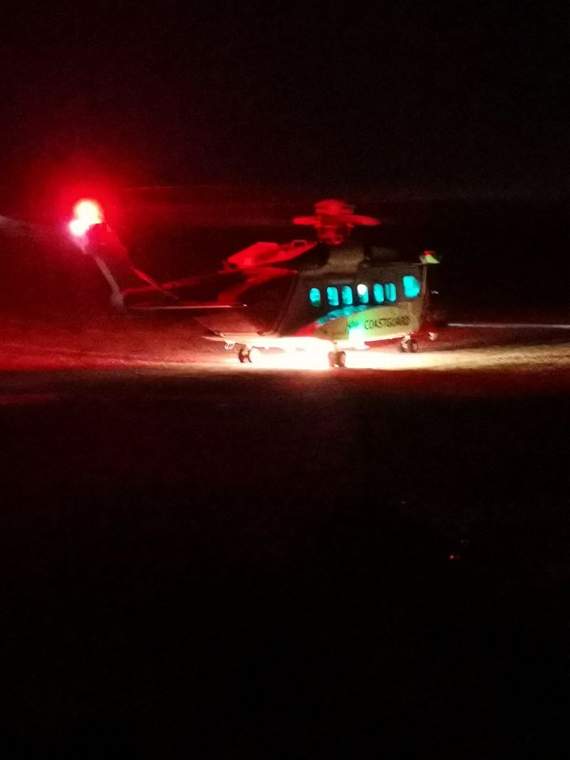 The Newquay Coastguard helicopter was called to winch the two people to safety off the cliffs