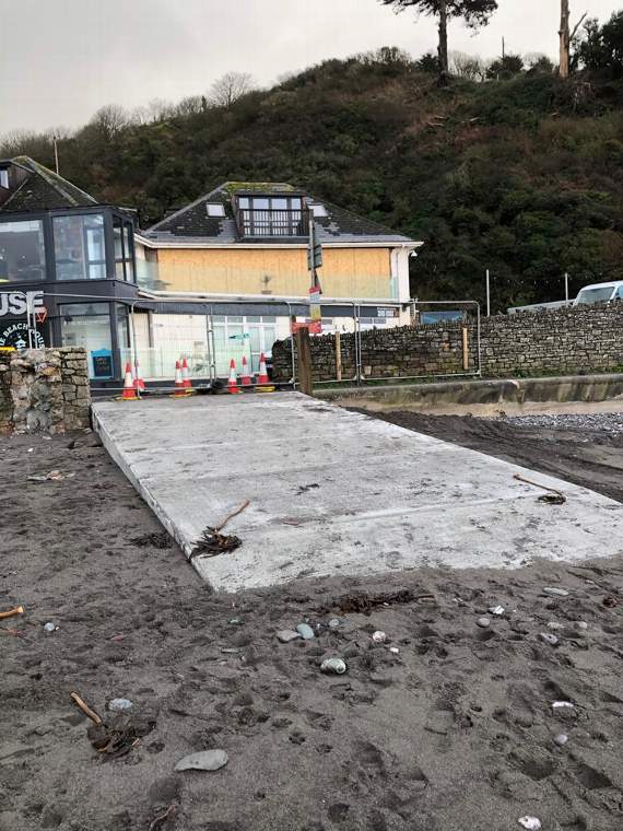 Work on the new slipway for emergency vehicle access to the beach is almost complete
