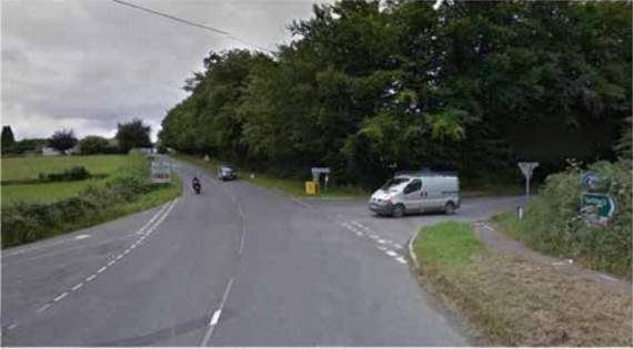 The approach to the site heading South West on the Tavistock Road
