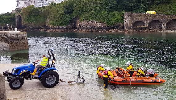 The Ollie Naismith being launched to go to the aid of Louis Webber last June. Photo Looe RNLI / Polly Stock
