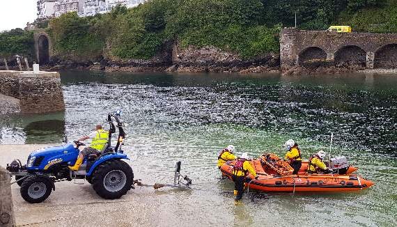 The Ollie Naismith being launched to go to the aid of Louis Webber last June. Photo Looe RNLI / Polly Stock