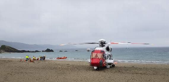 Lifeboat crew brought Louis round from the rocks at Hannafore and onto Looe beach where the air ambulance was waiting. Picture Looe RNLI / Polly Stock