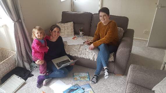 Ellie and her youngest daughter with illustrator Laura Callwood