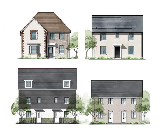 Artist's impressions of the home styles planned to be used on the Treledan site outside Saltash to blend with local architectural styles.