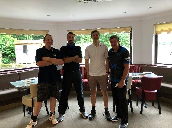 FRIENDS Paul Lecount, Martin Thomas, Dickie Courts and Paul Bray played thirteen and a half hours of golf and raised £1800 for Prostate Cancer UK