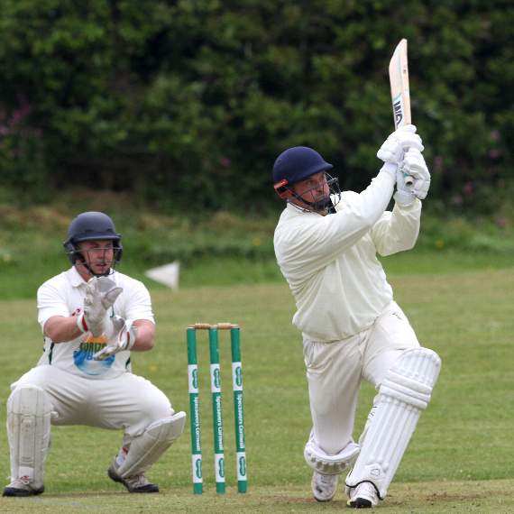 The hard-hitting Jason Doney looks to score through the leg-side.
