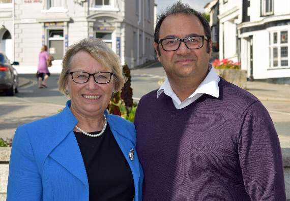 MP Sheryll Murray, who brought the issue of the A38 Menheniot Junction up at Prime Ministers Questions, with Menheniot Cornwall Councillor Phil Seeva
