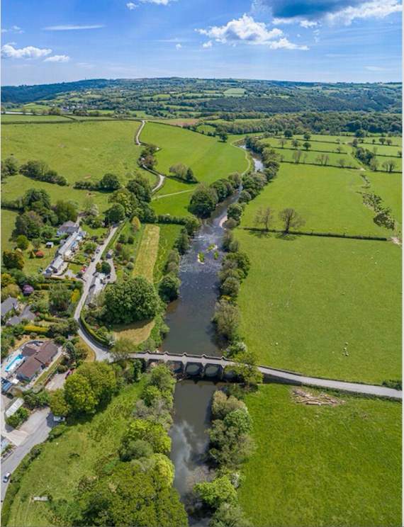 This aerial view of Horsebridge on the River Tamar illustrates the unspoilt beauty of the landscapes to be found in the Tamar Valley Area of Outstanding Natural Beauty (AONB)