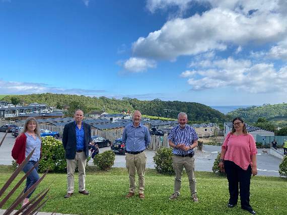 PICTURED at the Tregoad Park Community Day are (l to r): Liz Ferguson, James Ferguson, board director at Cornwall Chamber of Commerce, Matt Way, general manager at Tregoad Park, Malcolm Bell, Visit Cornwall chief executive, and Miranda Jacobs, director at Waterside Holiday Group