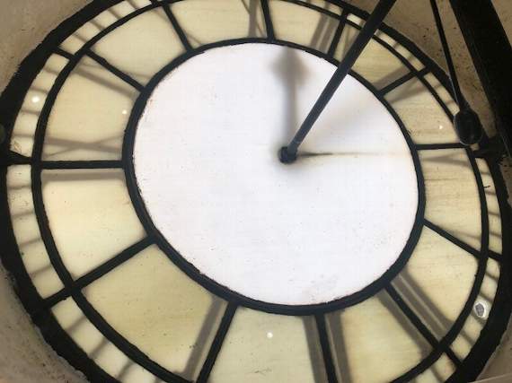 The damaged face on liskeard's historic clock, that was installed and has been working almost continually since 1868