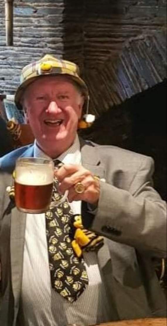 John Trevithick raises a glass in the Bull's Head on a Honey Fair Day gone by. All are invited to share memories of John in the pub in Callington on Wednesday