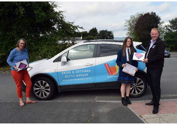 Callington Community College winner Eve Kellaway with Paul and Miss Ramwell from the college