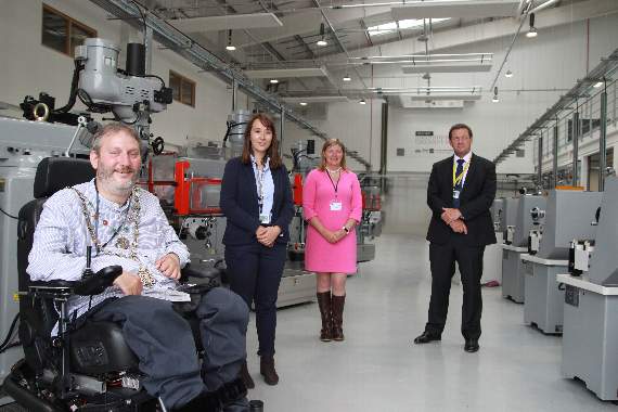 Mayor of Truro Steven Webb, Heidi Thiemann, Cherilyn Mackrory MP and Martin Tucker at the Cornwall Space and Aerospace TechnologyT launch event in the College’s £7 million Valency building on Friday.