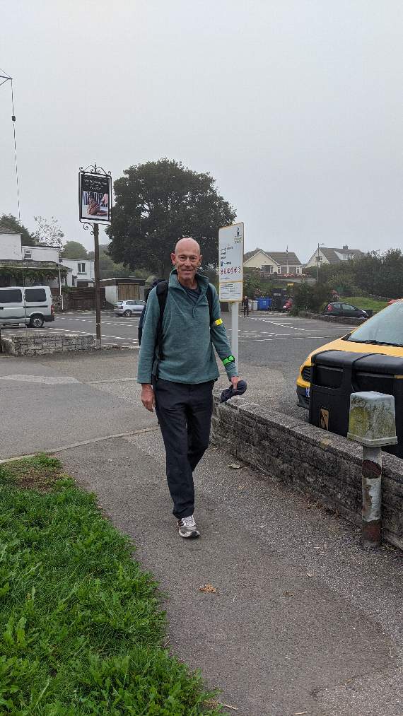 Malcolm setting out from Dobwalls. He's due to arrive in Land's End tomorrow